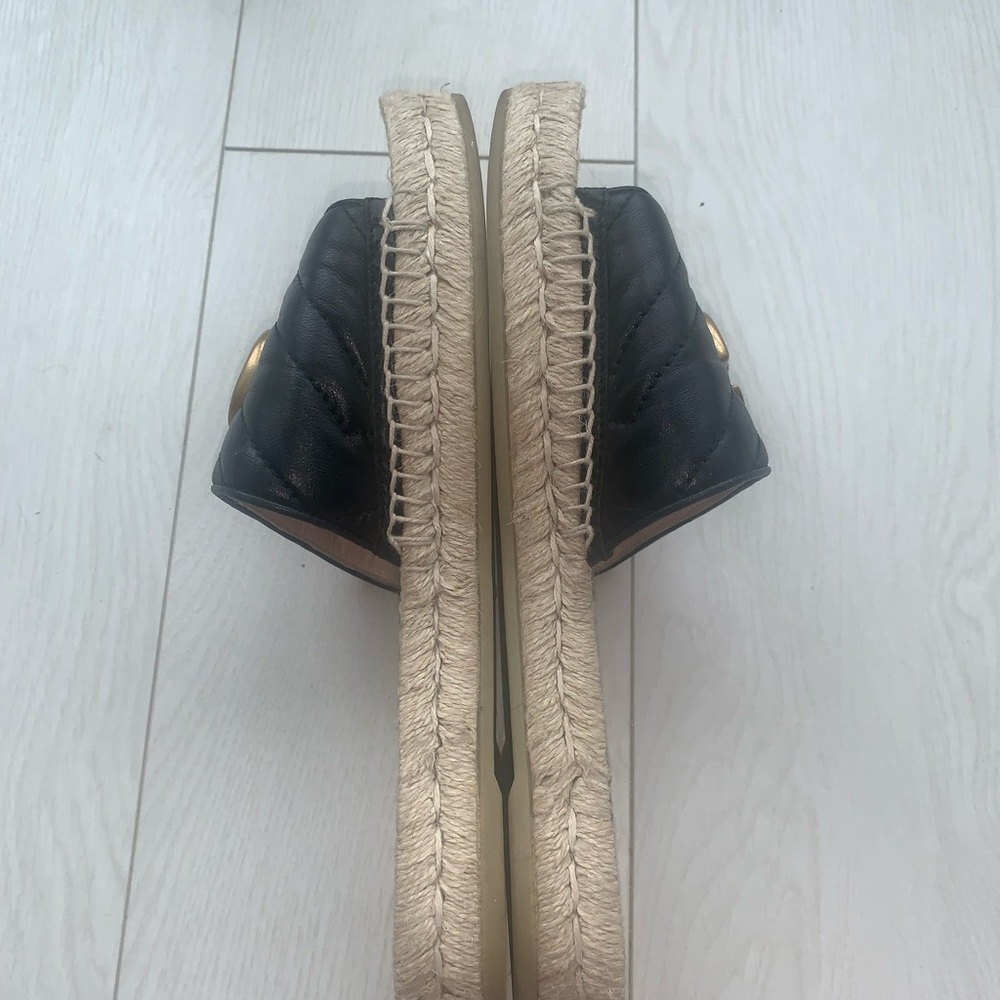 Gucci Napa Charlotte Nero GG Leather Espadrille Slide Sandal SZ EU36.5 6.5US - Picture 6 of 10